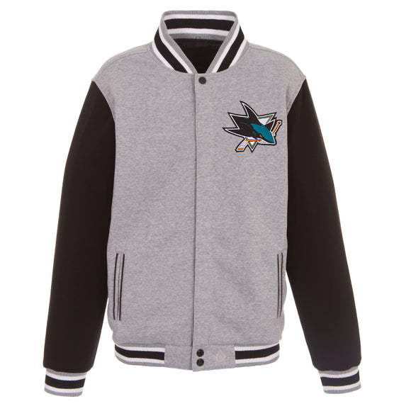 San Jose Sharks Two-Tone Reversible Fleece Jacket - Gray/Black - J.H. Sports Jackets