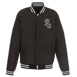 Chicago White Sox - JH Design Reversible Fleece Jacket with Faux Leather Sleeves - Black/White - JH Design