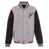 San Antonio Spurs Two-Tone Reversible Fleece Jacket - Gray/Black - JH Design