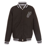 San Antonio Spurs Two-Tone Reversible Fleece Jacket - Gray/Black - JH Design