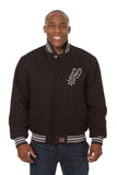 San Antonio Spurs Embroidered Wool Jacket - Black - JH Design