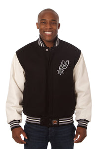 San Antonio Spurs Domestic Two-Tone Wool and Leather Jacket-Black - JH Design
