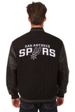 San Antonio Spurs Wool & Leather Reversible Jacket w/ Embroidered Logos - Black - J.H. Sports Jackets