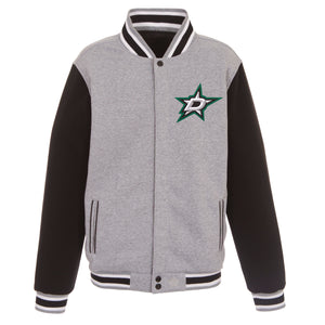 Dallas Stars Two-Tone Reversible Fleece Jacket - Gray/Black - J.H. Sports Jackets