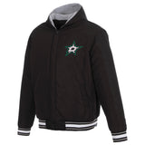 Dallas Stars Two-Tone Reversible Fleece Hooded Jacket - Black/Grey - JH Design