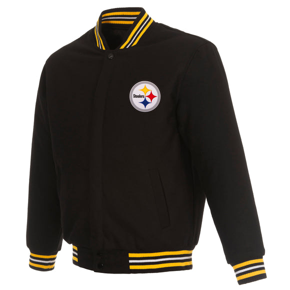 Pittsburgh Steelers Reversible Wool Jacket - Black - J.H. Sports Jackets