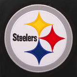 Pittsburgh Steelers - JH Design Reversible Fleece Jacket with Faux Leather Sleeves - Black/White - J.H. Sports Jackets