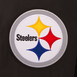 Pittsburgh Steelers Wool & Leather Reversible Jacket w/ Embroidered Logos - Black - J.H. Sports Jackets
