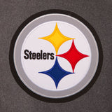Pittsburgh Steelers Wool & Leather Reversible Jacket w/ Embroidered Logos - Charcoal/Black - J.H. Sports Jackets