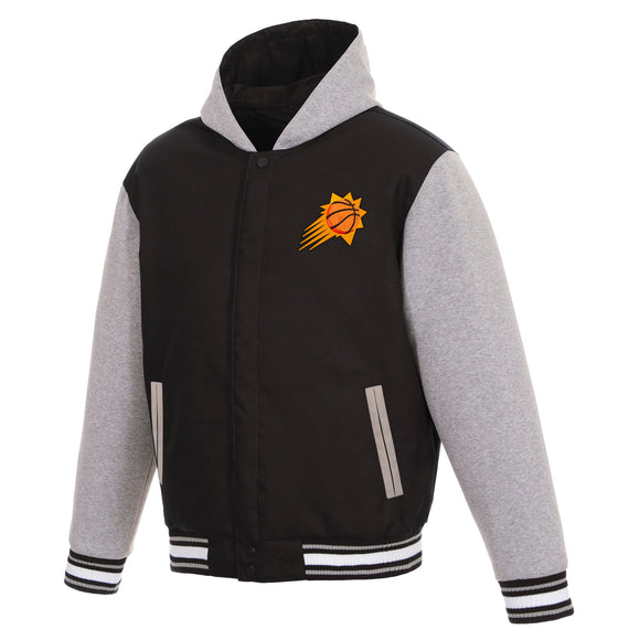 Phoenix Suns Two-Tone Reversible Fleece Hooded Jacket - Black/Grey - JH Design