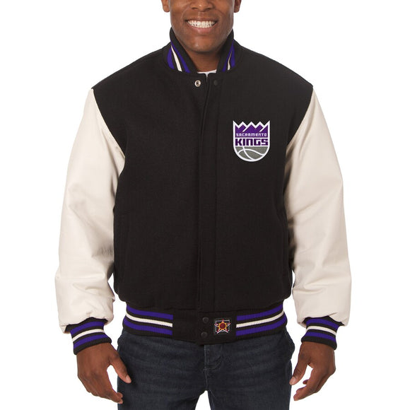 Sacramento Kings Domestic Two-Tone Wool and Leather Jacket-Black - JH Design