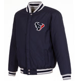 Houston Texans Two-Tone Reversible Fleece Jacket - Gray/Navy - J.H. Sports Jackets