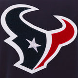 Houston Texans - JH Design Reversible Fleece Jacket with Faux Leather Sleeves - Navy/White - J.H. Sports Jackets