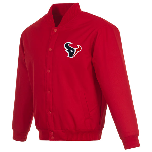 Houston Texans Poly Twill Varsity Jacket - Red - J.H. Sports Jackets