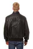 Oklahoma City Thunder Full Leather Jacket - Black/Black - JH Design