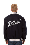 Detroit Tigers Wool Jacket w/ Handcrafted Leather Logos - Navy - JH Design