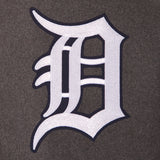 Detroit Tigers Wool & Leather Reversible Jacket w/ Embroidered Logos - Charcoal/Navy - J.H. Sports Jackets