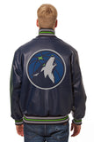 Minnesota Timberwolves Full Leather Jacket - Navy - JH Design
