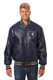 Minnesota Timberwolves Full Leather Jacket - Navy - JH Design