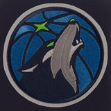 Minnesota Timberwolves - JH Design Reversible Fleece Jacket with Faux Leather Sleeves - Navy/White - JH Design