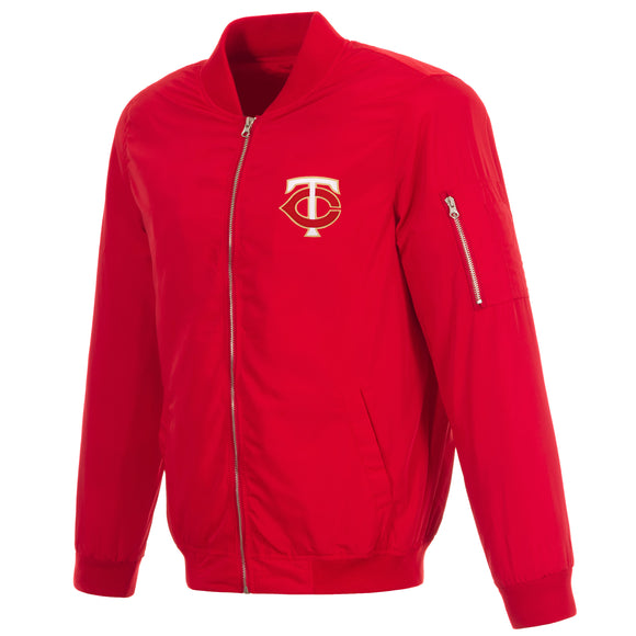 Minnesota Twins JH Design Lightweight Nylon Bomber Jacket – Red - J.H. Sports Jackets