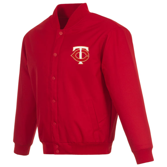 Minnesota Twins Poly Twill Varsity Jacket-Red - J.H. Sports Jackets