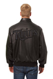 Minnesota Twins Full Leather Jacket - Black/Black - JH Design