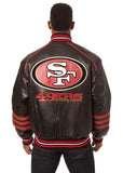 San Francisco 49ers JH Design All Leather Jacket - Black/Red - JH Design