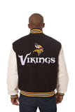 Minnesota Vikings Two-Tone Wool and Leather Jacket - Black/White - J.H. Sports Jackets
