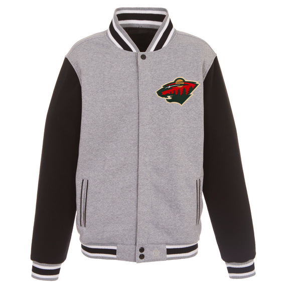 Minnesota Wild Two-Tone Reversible Fleece Jacket - Gray/Black - J.H. Sports Jackets