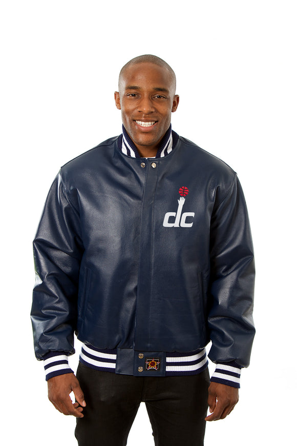 Washington Wizards Full Leather Jacket - Navy - JH Design