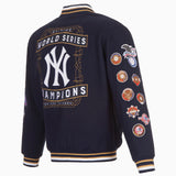 New York Yankees Special Edition 27-TIME World  Series Champions Reversible Wool Jacket-Navy - J.H. Sports Jackets