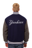 New York Yankees Embroidered Wool Jacket - Navy/Charcoal - JH Design