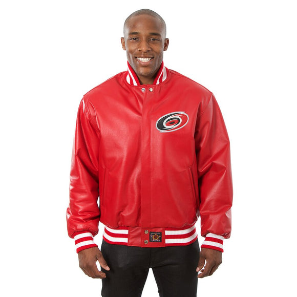 Carolina Hurricanes Full Leather Jacket - Red - JH Design