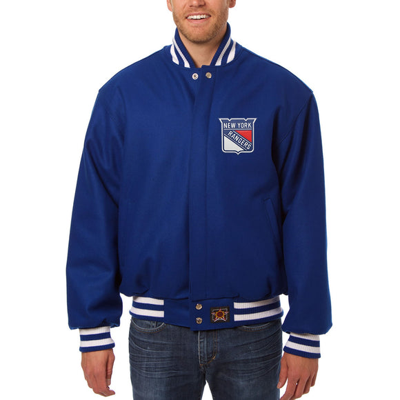 New York Rangers Embroidered All Wool Jacket - Royal - JH Design