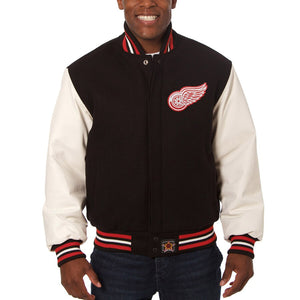 Detroit Red Two-Tone Wool and Leather Jacket - Black - JH Design