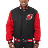 New Jersey Devils  Embroidered All Wool Two-Tone Jacket - Black/Red - JH Design