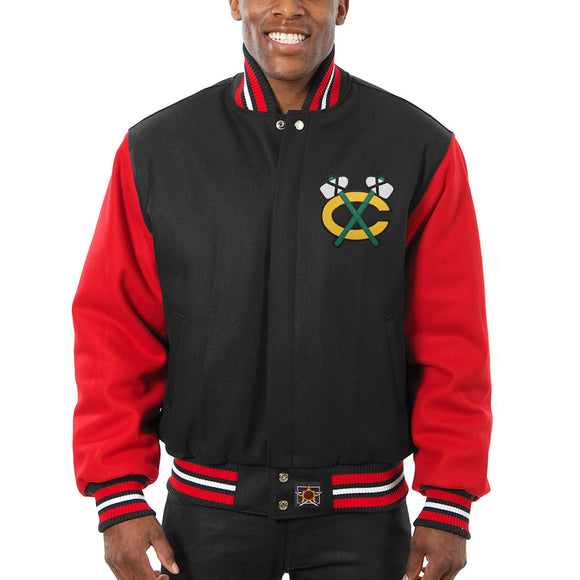 Chicago Blackhawks Two-Tone All Wool Jacket - Black/Red - JH Design