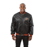 Anaheim Ducks Full Leather Jacket - Black - JH Design