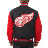 Detroit Red Wings Embroidered Wool Two-Tone Jacket - Black/Red - JH Design