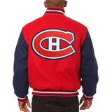 Montreal Canadiens Embroidered Wool Two-Tone Jacket - Red/Navy - JH Design