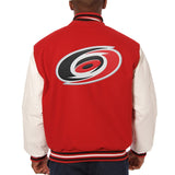 Carolina Hurricanes  Two-Tone Wool and Leather Jacket - Red - JH Design