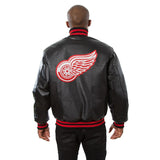 Detroit Red Wings Full Leather Jacket - Black - JH Design