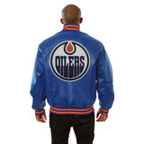 Edmonton Oilers Full Leather Jacket - Royal - JH Design
