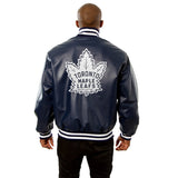 Toronto Maple Leafs Alternate Logo Full Leather Jacket - Navy - JH Design