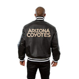Arizona Coyotes Full Leather Jacket - Black - JH Design