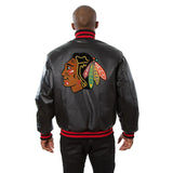 Chicago Blackhawks Full Leather Jacket - Black - JH Design