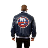 New York Islanders Full Leather Jacket - Navy - JH Design