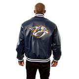 Nashville Predators Full Leather Jacket - Navy - JH Design