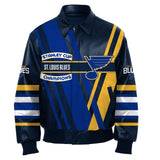 St. Louis Blues JH Design 2019 Stanley Cup Champions Lambskin Leather Jacket - Navy - JH Design